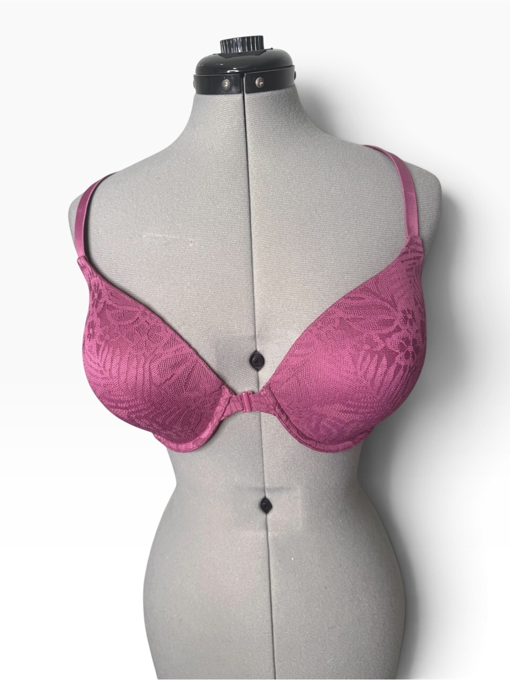 Victoria's Secret PINK Mauve Floral Lace Front-Close Racerback Bra 36DD